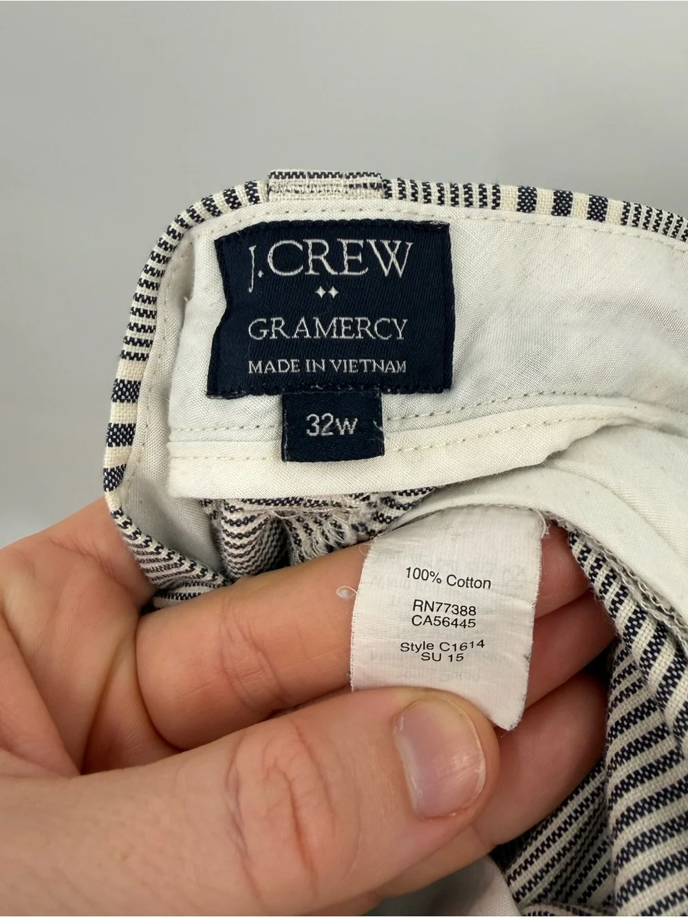 J.Crew 100% Cotton Gramercy Stripe Chino Short | Navy & White | 32